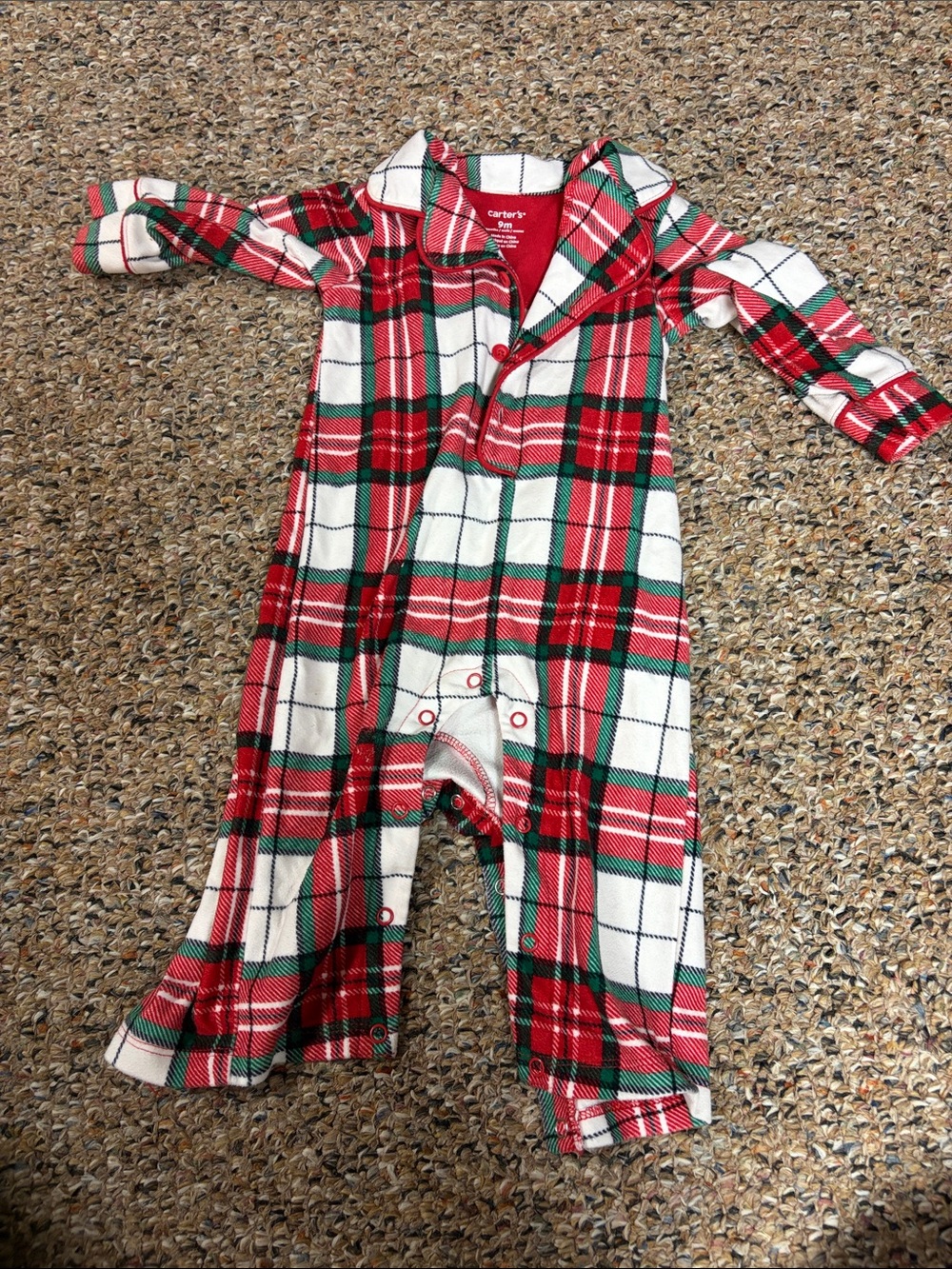 Carter's Christmas  Red, Green & White Plaid jammies pajamas